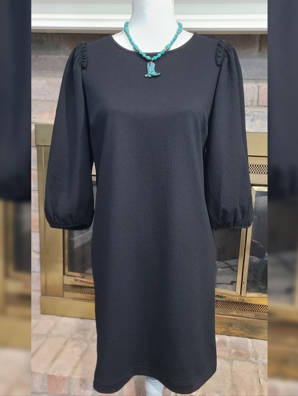 Ann Taylor Lantern Puff Sleeve Black Shift Dress XS